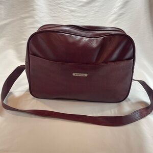 Vintage Samsonite Red Bag Shoulder Luggage Carry On Tote Bag Burgundy W/KEYS EUC